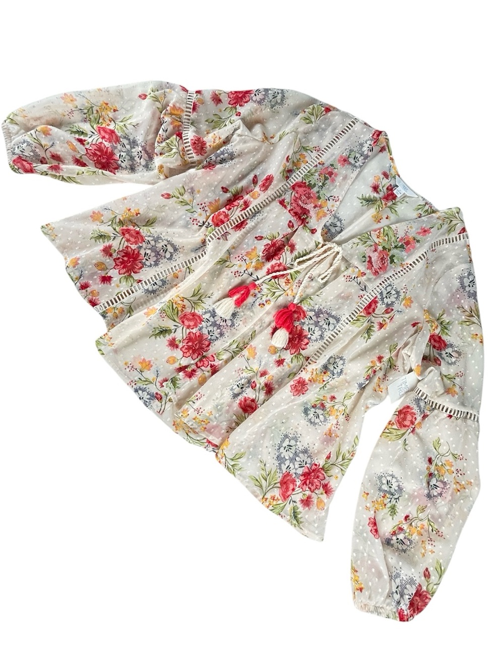 NWT Time and Tru Tie Front Floral Top